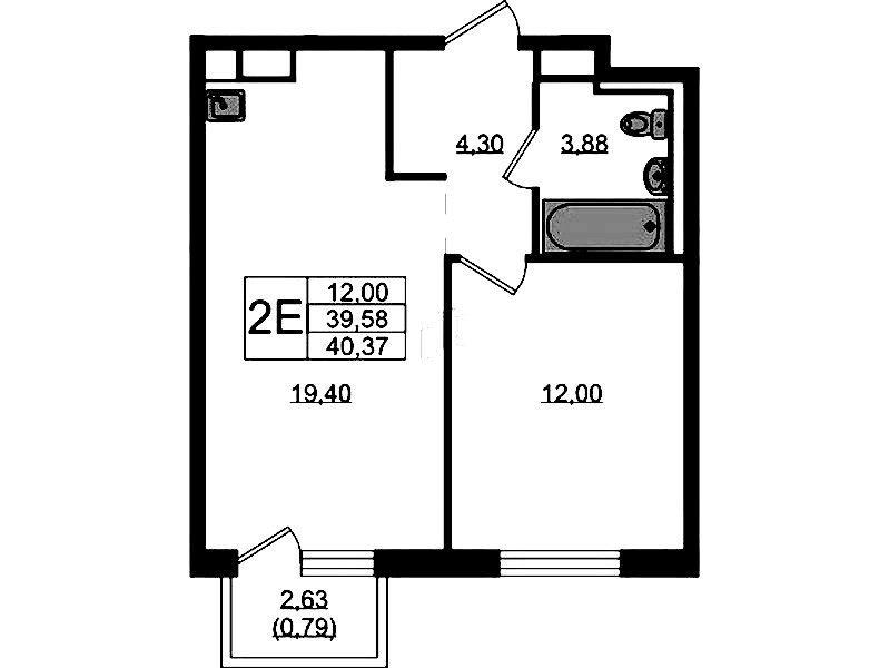 1-комнатная квартира 40.37 м², 8/12 эт., ЖК «Новые Лаврики»